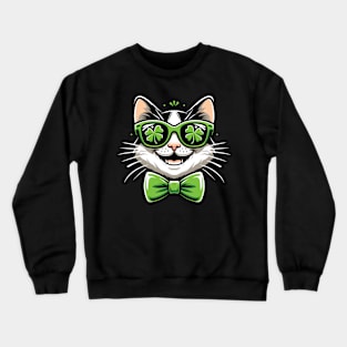 St Patrick's Day Irish Cool Cat Crewneck Sweatshirt